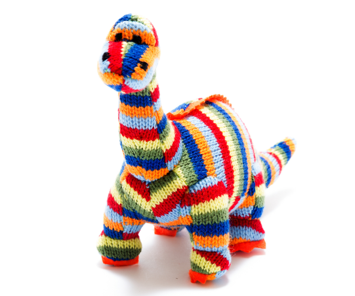 Knitted Diplodocus - Rainbow Stripe