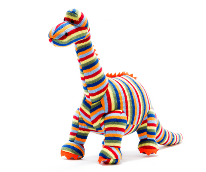 Knitted Diplodocus - Rainbow Stripe