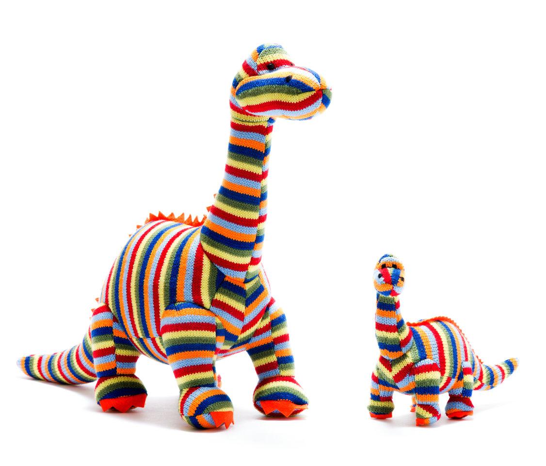 Knitted Diplodocus - Rainbow Stripe